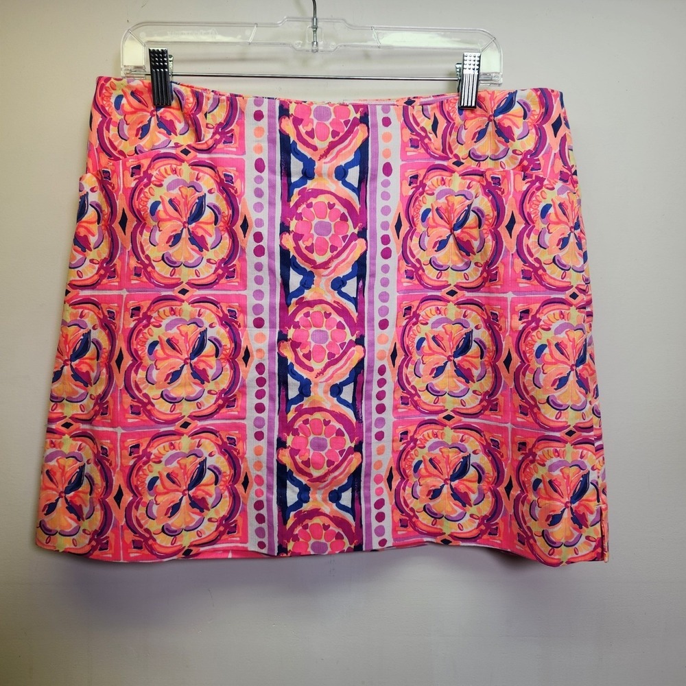 Lilly Pulitzer Marigold Skort Sz12 Pink Fusion Rock House Engineered Gold Zipper